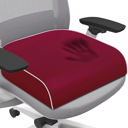 Seat Cushion for Tailbone Pain Relief, Office Chair Cushion, Memory Foam Large Chair Cushion with Non-Slip Cover for Soft Support at Office Chair, Car Seat, Airplane Red/2X-Large - color: Red, size: 2X-Large