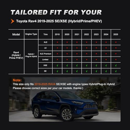AOMSAZTO Custom Fit Seat Covers for Toyota RAV4: 2022 2023 2024 2025 SE Hybrid, 2019 2020 2021 2022 2023 2024 2025 Prime & XSE Hybrid - Full Set Waterproof Faux Leather (Black) - color: Black, size: RAV4 2019-2025 Hybrid/Prime/PHEV XSE,SE