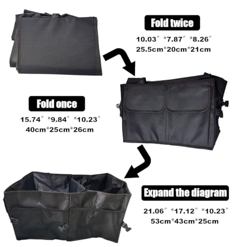 Trunk Organizer for Car - Collapsible Car Storage Organizer with 3 Compartments - Foldable Car Trunk Organizer for SUVs & Sedans - Waterproof Storage Container Box Car Organizer (1PCS)