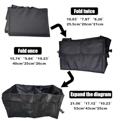 Trunk Organizer for Car - Collapsible Car Storage Organizer with 3 Compartments - Foldable Car Trunk Organizer for SUVs & Sedans - Waterproof Storage Container Box Car Organizer (1PCS)