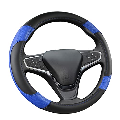 GIANT PANDA Steering Wheel Cover for Chevy Silverado - Car Steering Wheel Cover for Chevrolet Colorado Tahoe -Black+Blue - color: B-Black+Blue