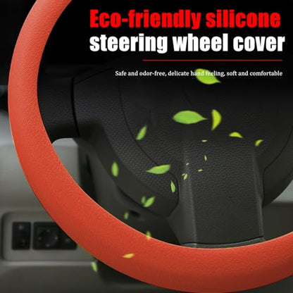 JDDRY Car Steering Wheel Cover,Silicone Steering Wheel Protector, AutomotiveSteering Wheel Protective Cover,Universal Fit(Orange,1PC) - color: Orange