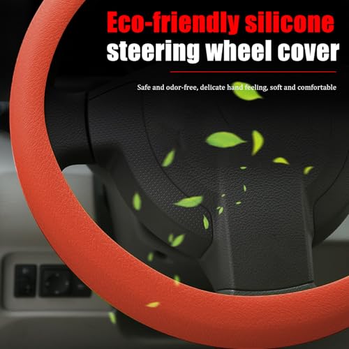 JDDRY Car Steering Wheel Cover,Silicone Steering Wheel Protector, AutomotiveSteering Wheel Protective Cover,Universal Fit(Orange,1PC) - color: Orange