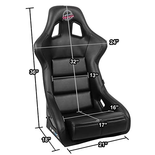 NRG Innovations FRP-302BK-V Bucket Racing Seat Double Layer FRP Black Vinyl Wrapped Mixed-density Foam 5 Point Harness Compatibility - color: Black