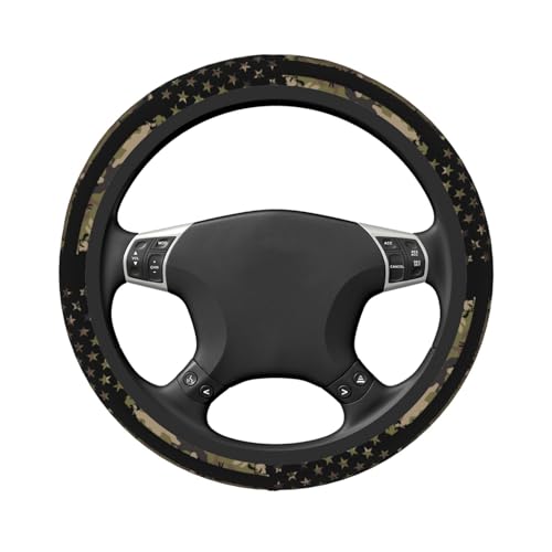 Camo American Flag Neoprene Steering Wheel Cover for Men Women Anti-Slip Elastic Steering Wheel Protective Cover 15in Universal Car Accessories Fit Cars, SUVs, Auto - color: Camo American Flag