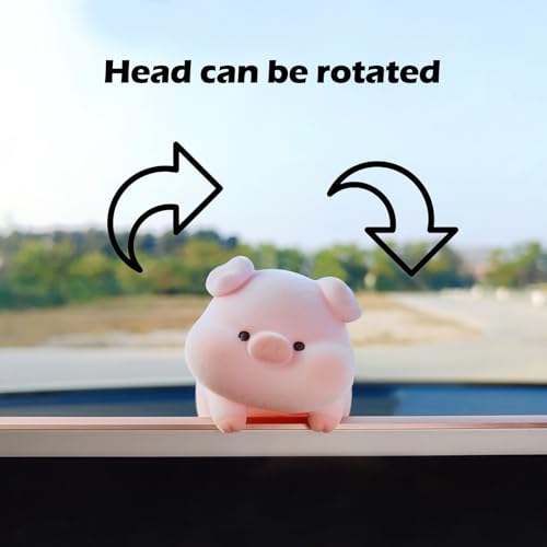 Cute Furry Animal Rear View Mirror Accessories, Car Dashboard Ornament Center Screen Decoration Rearview Mirror Charm, Car Accessories Interior Decor for Women/Men - style: Piggy