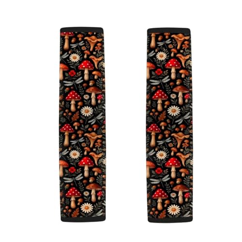 Dreaweet Mushroom Seatbelt Covers for Women Soft Comfort Seat Belt Cover Pad 2 Pack Cute Car Accessories Seatbelt Cushions Universal Car Seat Shoulder Strap Pads - color: Mushroom