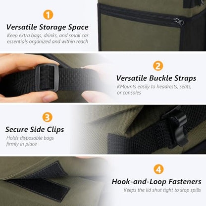 Car Trash Can with Lid, 100% Leak-Proof Removable Liner, Collapsible Automotive Garbage Bin & Organizer with Storage Pockets, Universal Fit for SUV, Truck, RV (Military Green) - color: Military Green
