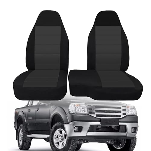 60/40 High Back Bench Seat Cover for Ford Ranger 2004 2005 2006 2007 2008 2009 2010 2011 2012 Heavy-Duty Cloth 2PCS Waterproof Truck Pickup Protector Truck Interior Accessories - Black - color: Black, size: 2004-2012