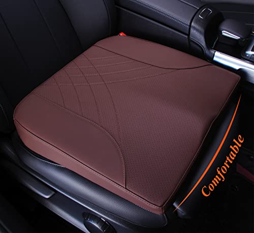 kingphenix Premium Car Seat Cushion, Memory Foam Driver Seat Cushion to Improve Driving View- Coccyx & Lower Back Pain Relief - Seat Cushion for Car, Truck, Office Chair (Leather Brown) - color: Leather Brown
