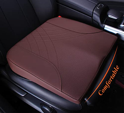 kingphenix Premium Car Seat Cushion, Memory Foam Driver Seat Cushion to Improve Driving View- Coccyx & Lower Back Pain Relief - Seat Cushion for Car, Truck, Office Chair (Leather Brown) - color: Leather Brown