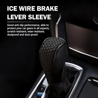 1 PC Car Gear Shifting Knob Cover, Leather Comfortable Gear Shift Cover, Anti-Slip Waterproof Shift Knob Gear Handle Protector Cover, Universal Decoration Accessories for Cars SUVs (Black)