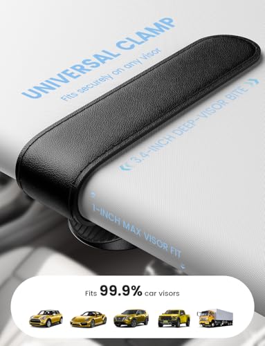 Lamicall Sunglass Holder for Car Visor - [1s One-Hand Access] [Never Fall Secure] Car Sunglass Holder, Anti-Scratch Glasses Visor Clip for All Cars, Non-Slip Car Accessories for Men & Women