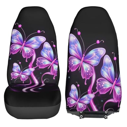 Dujiea 3D Purple Butterfly Car Front Seat Covers 2 Pcs Universal Auto Seat Covers Front Seats Only, Vehicle Bucket Seat Protectors Fit for Most Car SUV Sedan and Truck - color: 3D Purple Butterfly