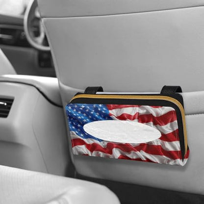 American Flag Print Car Visor Tissue Holder Automotive Sun Visor Napkin Holder American Flag Print Tissue Box Holder for Car - color: American Flag Prints