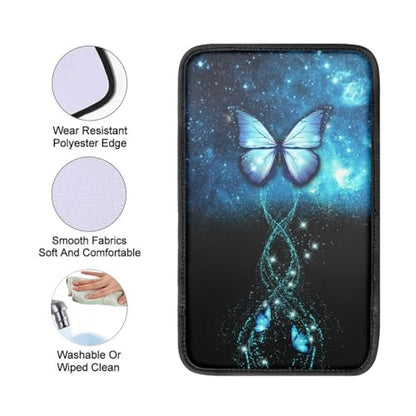 UNICEU Galaxy Blue Butterfly Car Center Console Armrest Cushion Pad Auto Interior Accessories Neoprene Soft Armrest Protector Pad Anti Slip Cover - color: Galaxy Blue Butterfly
