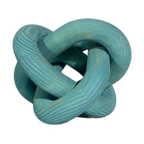 Wood Knot Decor -Coffee Table Decor Shelf Decor Table Books Hand Carved Home Decoration Boho Country Rustic Modern Shabby Chic Style 3 Link Wooden Knot Chain Link Decor (Blue) - color: Blue