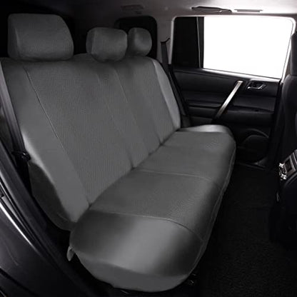 Flying Banner car seat Covers Full Set Faux Leather Air Mesh Breathable Man Lady Airbag Compatible Rear Bench Split 40/60 50/50 60/40 Truck Pick Up (Full Set - Low Back, Gray Gray) - color: Gray Gray