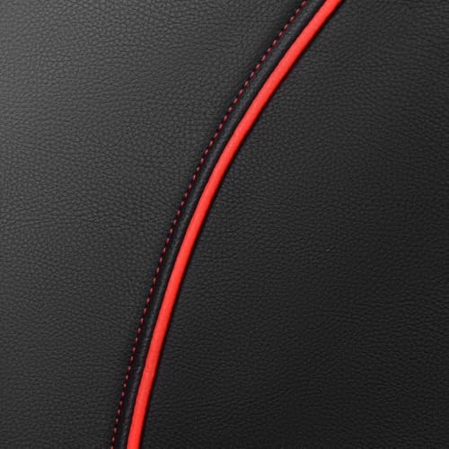 CAR PASS Leather Back Seat Cover,Piping Waterproof Bench Seat Cover, Rear Seat Cover Universal Fit for Cars Sedans SUVs Truck 95% Automotive Interior Backseat Car Covers (Rear,Black and Red) - color: Black Red Rear