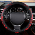 Red Embroidery Butterfly Car Steering Wheel Cover,14.5-15 Inch Universal Leather Covers Breathable Anti-Slip Odorless Steering Wheels Accessories for Men Women - color: Embroidery Red