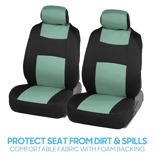 BDK PolyPro Car Seat Covers Full Set in Mint on Black – Front and Rear Split Bench Seat Covers Accessories for Auto Trucks Van SUV,Easy to Install - color: Mint