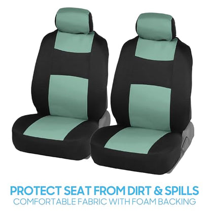 BDK PolyPro Car Seat Covers Full Set in Mint on Black – Front and Rear Split Bench Seat Covers Accessories for Auto Trucks Van SUV,Easy to Install - color: Mint