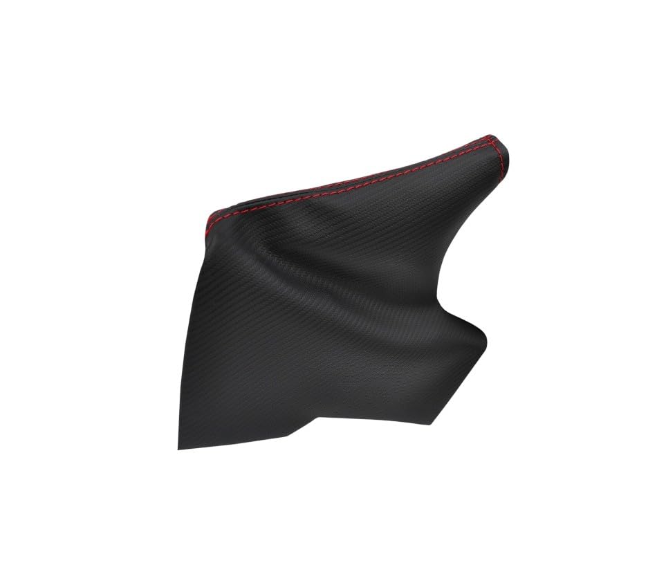 Carbon Fiber Synthetic Leather Parking Brake & Shift Boot Cover Compatible with Subaru BRZ Scion FR-S Toyota GT 86 2012 2013 2014 2015 2016 2017 (Made in USA) (Handbrake Boot Cover-Red Stitch)