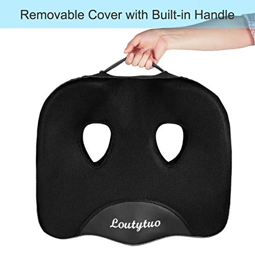 Seat Cushion Pillow,100% Memory Foam and Washable Cover,for Office Chair,Car Seat and Wheelchair, Soft Support Seat Cushion - color: Black