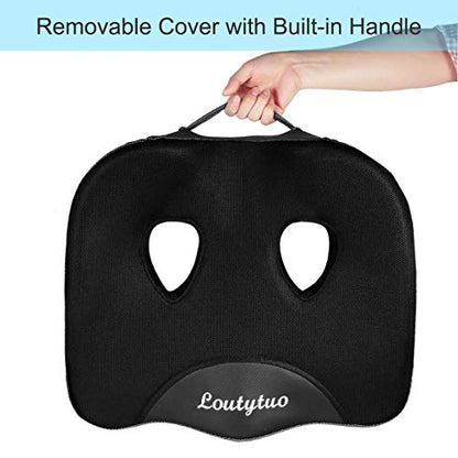 Seat Cushion Pillow,100% Memory Foam and Washable Cover,for Office Chair,Car Seat and Wheelchair, Soft Support Seat Cushion - color: Black