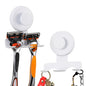 No-Drill Suction Cup Razor and Shaver Holder, Stainless Steel Shower Hook for Towel & Loofah, Damage-Free Reusable Bathroom Wall Organizer(2 Pack White) - color: White
