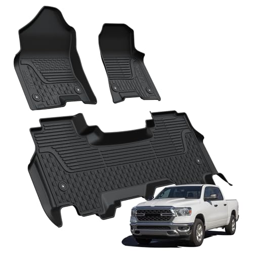 LASFIT Floor Mats for Ram 1500 Quad Cab 2019-2024 Bucket Seat Without 2nd Row Under seat Storage, All Weather TPE Custom Fit Car Mats Floor Liners 1st & 2nd Row, Black（ Not Fit 1500 Classic Model） - style: 2) 1500 | 2019-2024 |Quad Cab Floor Mats