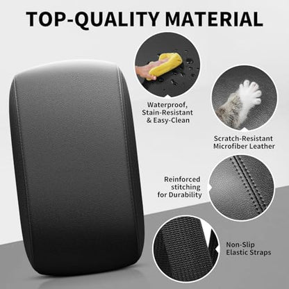 Center Console Armrest Cover Compatible with Ford Explorer 2011-2019 Accessories, Premium Leather Arm Rest Cover Pad, Car Middle Console Cover (Black) - size: 2011-2019 Ford Explorer