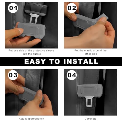 2 PCS Car Seat Belt Buckle Covers, Anti-Scratch Silicone Auto Seatbelt Clips Protector, Universal Seat Belt Buckle Protective Sleeve for SUVs Vans Trucks, Car Accessories (White) - color: White