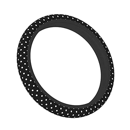 Black and White Polka Dot Steering Wheel Covers Non Slip Neoprene Steering Wheel Protector Universal 15 inch for Women Men - color: Black19