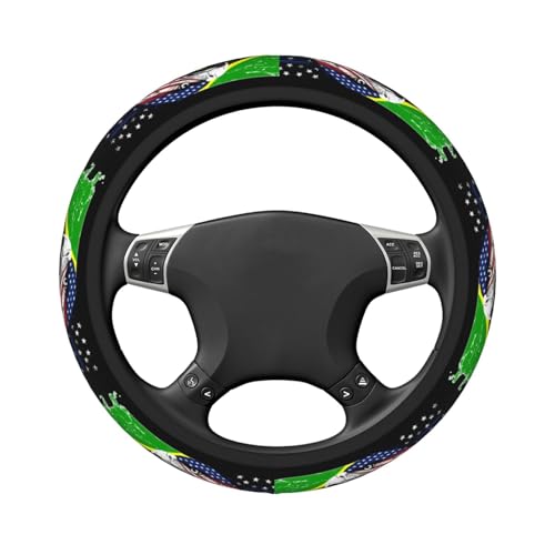 Tanzanian Flag America Eagle Breathable Neoprene Steering Wheel Cover - Anti-Slip Floral Design Universal Fit for Cars/Trucks/Suvs (14.5"-15" Inch) - color: Tanzanian Flag America Eagle