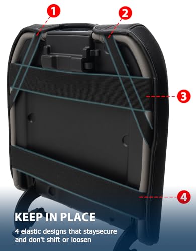 Center Console Cover for Chevy Silverado 1500 Accessories & GMC Sierra 2019-2026, Yukon & Tahoe & Suburban 2021-2026, Bucket Seat Only, Vinyl Armrest Middle Console Cover, Black-Red Stitch - color: Black with red stitching