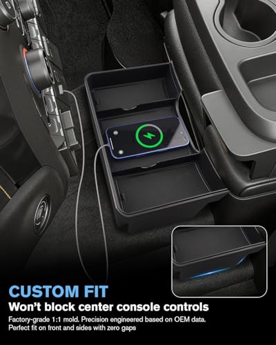 for Double Layer Center Console Hanging Organizer Box Compatible with 2019-2026 Silverado/Sierra 1500& 2020-2026 Silverado/Sierra 2500HD/3500HD Accessories(Split-Bench Folding Seat Only) - color: (20-26)Split-Bench Folding Seat Only 2-Black