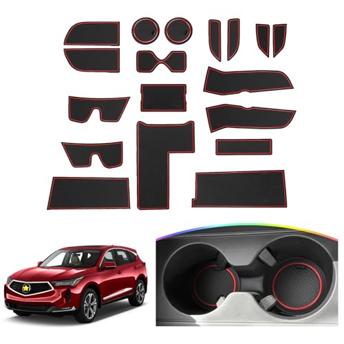 SKTU for 2022-2026 Acura RDX Door Slot Mat 2024 2025 2026 RDX Accessories Non-Slip Interior Door Groove Gate Pad 18Pcs Fit Door Compartment Cup Floor Mats Acura RDX 2024 2025 2026 Accessories Liners - color: 2022-2026 RDX Red