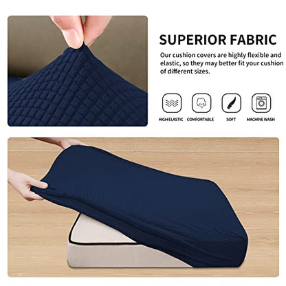 Easy-Going Stretch Individual Loveseat Couch Cushion Cover Sofa Cushion Furniture Protector Sofa slipcover Soft Flexibility with Elastic Bottom (2-Piece Loveseat Cushion Cover, Navy) - color: Navy, size: 2-piece