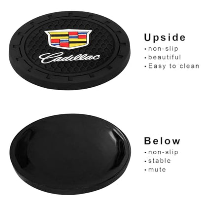 Car Cup Holder Coaster for Cadillac Series Recessed Silicone Cupholder Coaster Interior Accessories 2.75in 2Pieces Black - color: Black-a12