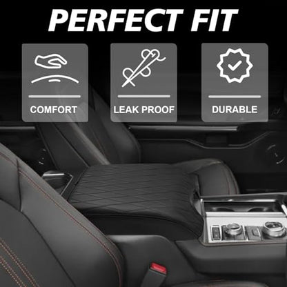 Center Console Armrest Cover Fit for Ford F150 2015-2020&F250 F350 F450 2017-2022&Expedition 2018-2024 Accessories, Armrest Pad Console Lid Cushion Vegan Leather Regular Thick (Bucket Seat,V2) - size: 4) 17-22 |F250/F350/F450| Bucket Seat, V2