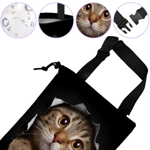 Car Trash Bag Cat in Black Hole Car Trash Bin Leakproof Waterproof Car Trash Can for Back Seat, Foldable Car Garbage Bag with Adjustable Straps and Drawstring for Car Accessories - color: Cat in Black Hole
