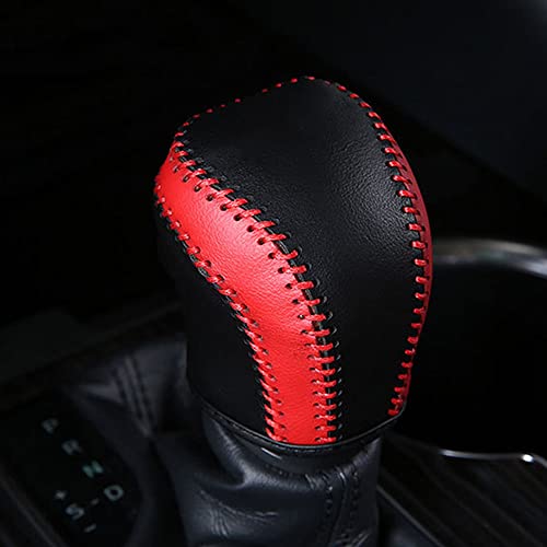 XITER for Genuine Leather Gear Shift Knob Cover Car Protect Accessories Case for Toyota Camry 2018-2026/Corolla 2020-2026 (Black +Red) - color: Black +Red