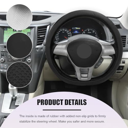 Car Steering Wheel Cover, Leather Breathable Ice Silk Auto Wheel Wrap with Anti-Slip Lining, Scratch-Resistant Elastic Protector Fit for 14.5-15 Inch Steering Wheels (Black) - color: Black