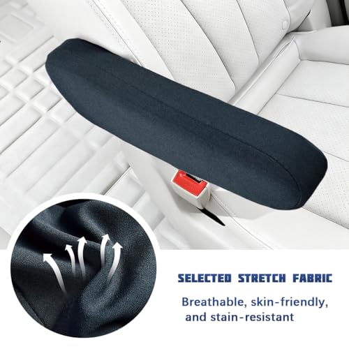 2PCS Car Front Seat Armrest Covers, Soft & Comfortable Elastic Fabric Vehicle Arm Rest Cushion, Stretch Automotive Center Console Skin Protector, Universal for Truck SUV Sedan (Blue) - color: Blue