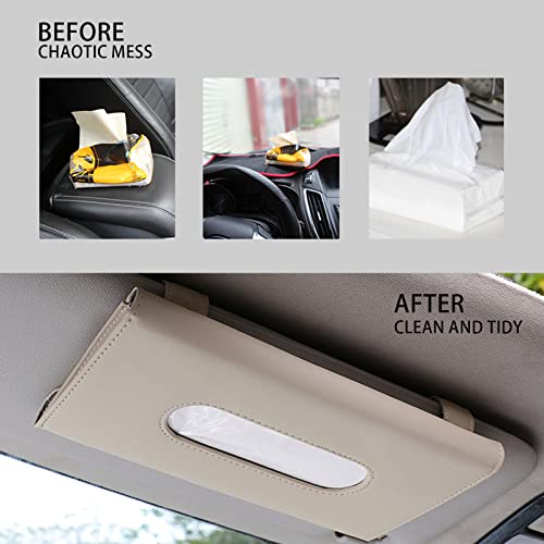 Khaki Car Tissue Refill Holder for Sun Visor, Hanging Tissue Clip, PU Leather - color: Classical Style, Khaki