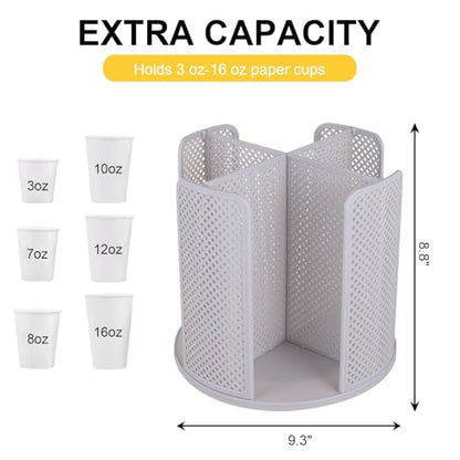 Coffee Cup Dispenser,360°Rotating Paper Cup Dispenser,Cup Holder with 4 Compartments Removable,Cup Dispenser Countertop,Disposable Paper & Plastic Cups,for Restaurant,Coffee Station,Bar,Office - color: Gray