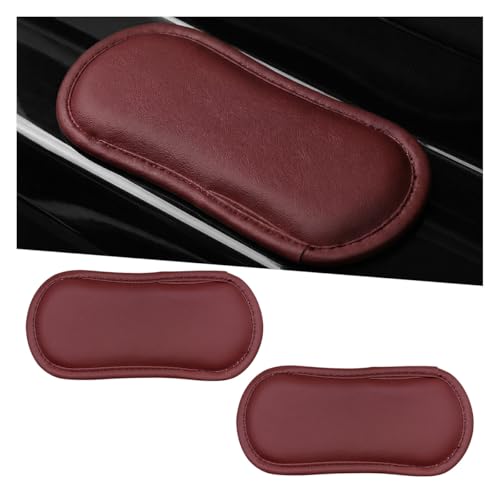 2PCS Car Door Armrest Pads, Soft Leather Memory Foam Comfortable Center Console Knee Cushion, Universal Relieve Fatigue Vehicle Interior Elbow Support Accessories for Most Cars (Red)