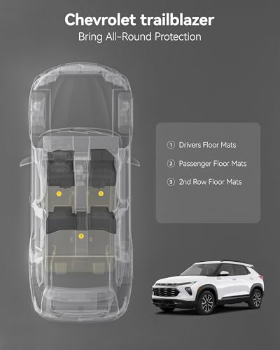 3W Floor Mats for Chevrolet Trailblazer 2021-2025 2026 (AWD Only),TPE All Weather Floor Liners Custom Fit Chevy Trailblazer Accessories 1st and 2nd Row Durable Black - size: Chevy Trailblazer 2021-2026 Floor Mats