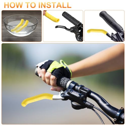 HARFINGTON 1 Pair Bike Brake Lever Cover Silicone Brake Lever Grip Protector Anti-Slip Brake Handle Protection Covers Sleeve for Mountain Road Bike Cycling, Yellow - color: Yellow